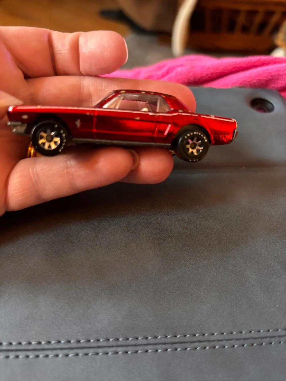 Red RARE Die-Cast Mattel Hot Wheels red mustang with White Racing Stripes 1983